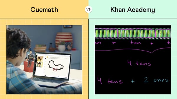 Cover image showing Cuemath' class vs Khan Academy's video lesson on numbers.