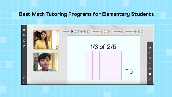 Picture of kid in elementary school taking an online math class (Source: Cuemath)